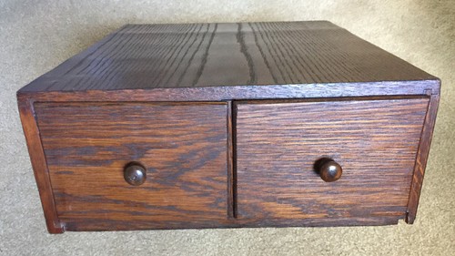 Oak drawer card - card, file
